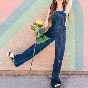 ModCloth Rainbow With Me Overalls stretch corduroy Jeans Size 12